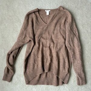 H&M Oversized Beige V-Neck Sweater